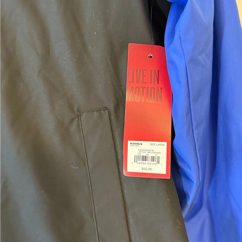 Fila Blue and Black Women's Zip Windbreaker Jacket, NWT